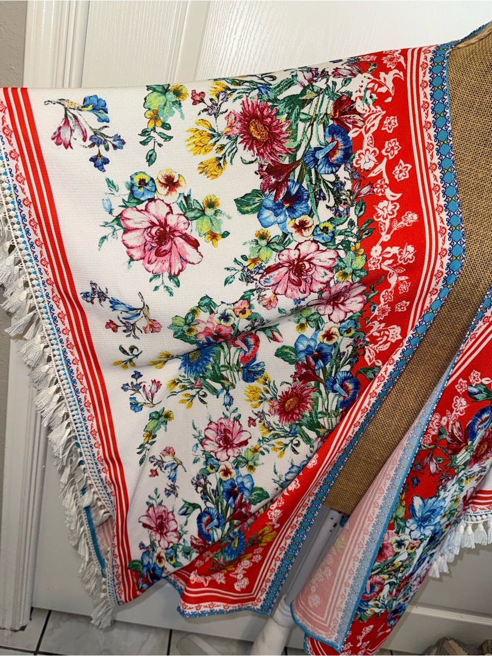 Umgee Pink red & Blue Paisley Lightweight Kimono - Picture 3 of 8